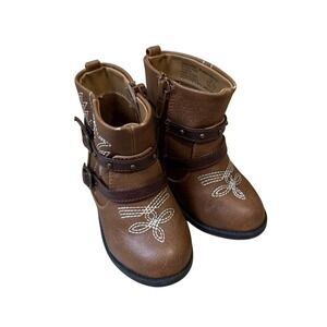 Garanimals Boots Girl‎ Toddler 4 Brown Ankle Western Zipper Buckle Stud